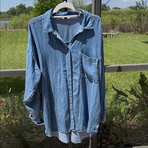 LOFT Blue Denim Casual Button-Down oversized Shirt / Jacket